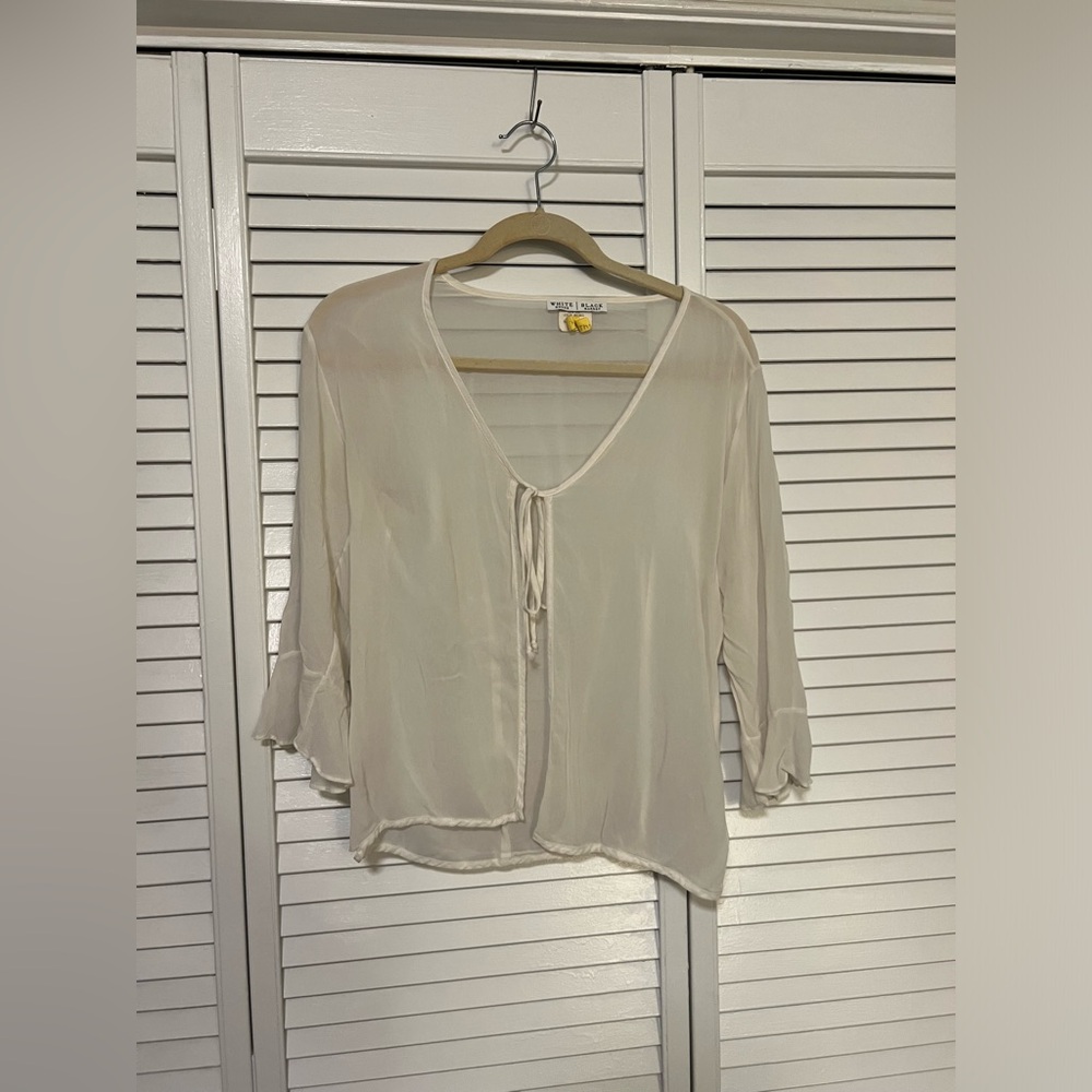 White House Black Market Vintage White Sheer Cardigan